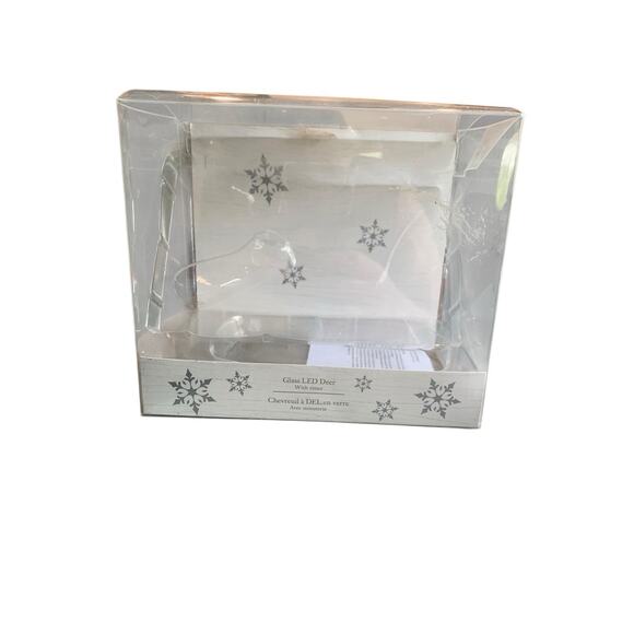 Pier 1 Imports LED Christmas Reindeer Light Blown Glass W/Silver Glitter W/Box - Picture 5 of 6